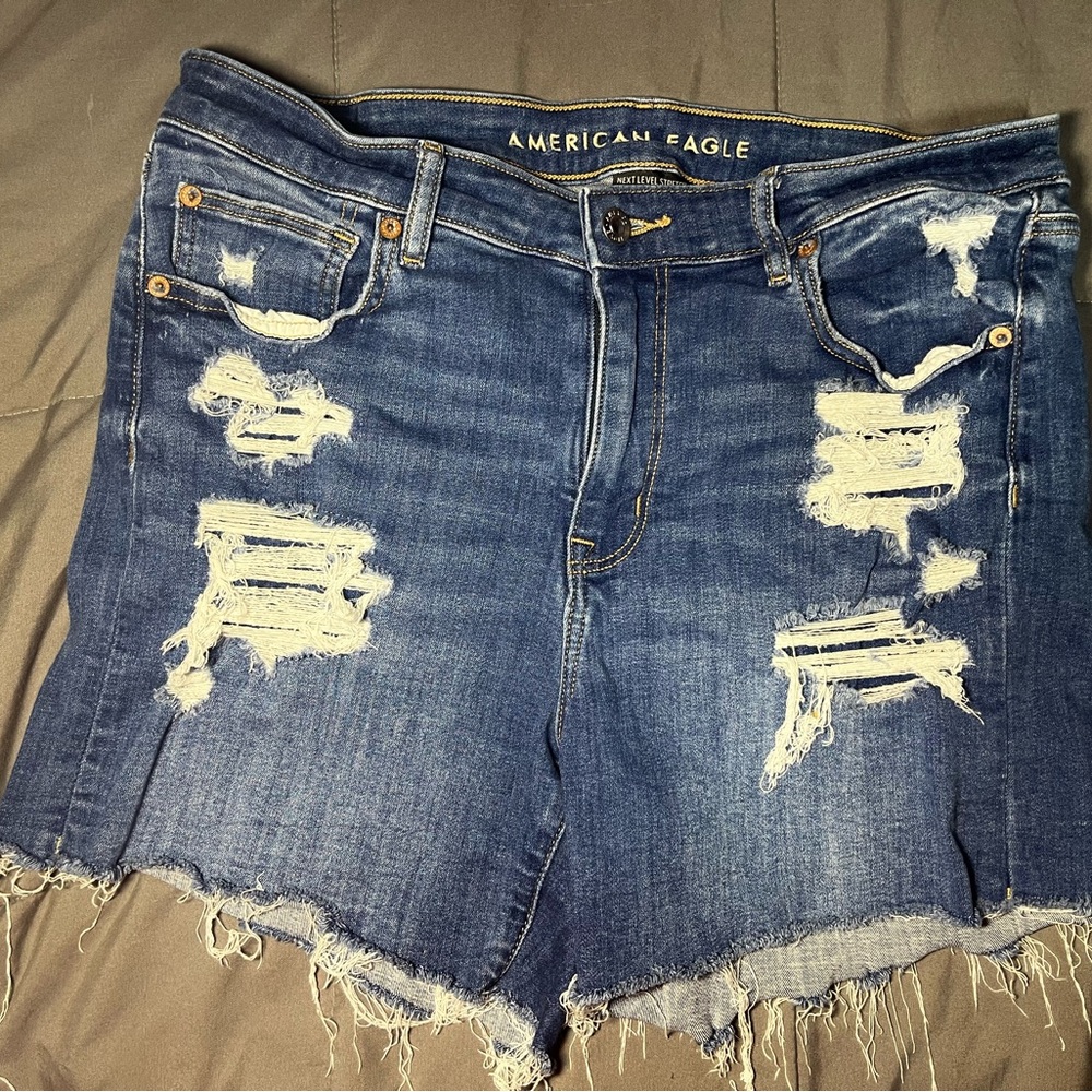 American Eagle Outfitters Distressed Blue Denim Jean Shorts